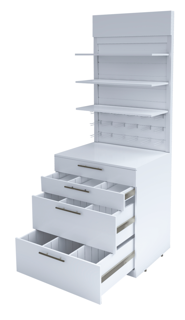 EXHIBIDORES DE PARED A Gavetero de Medicamentos con Exhibidor